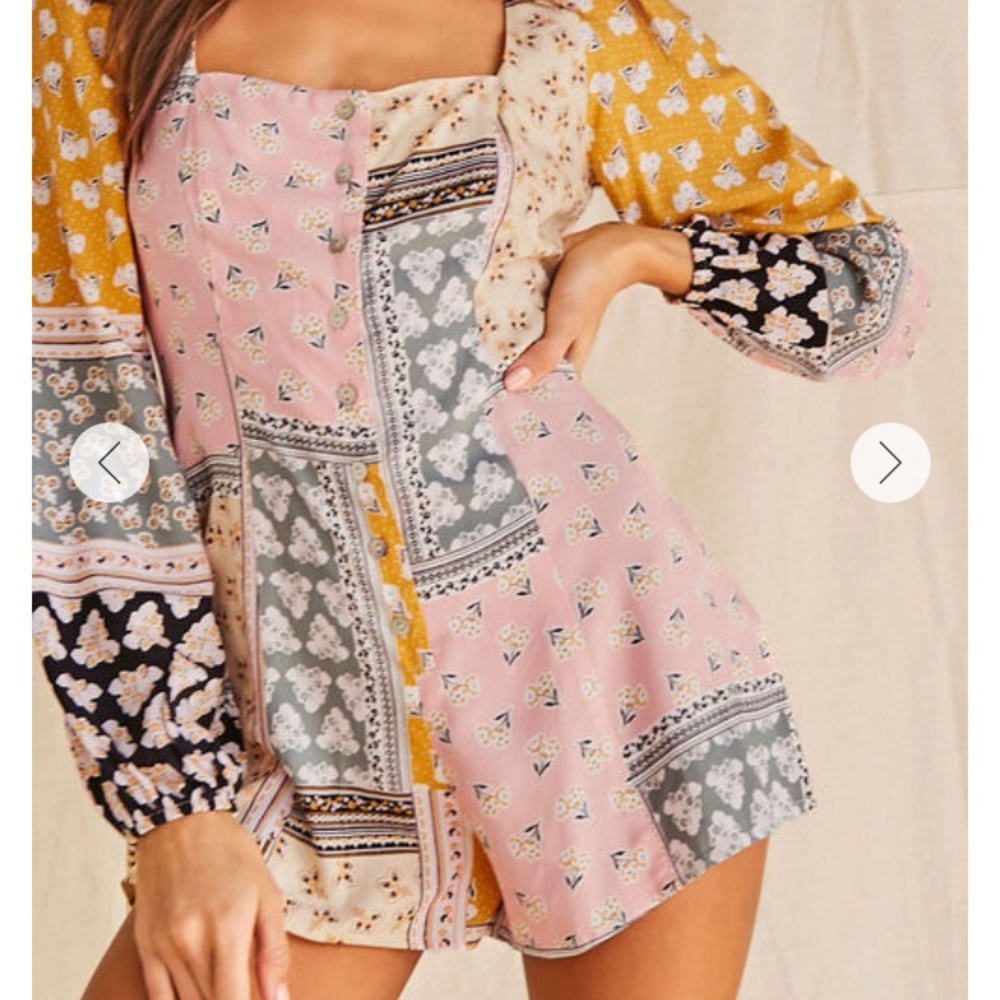 Floral patchwork print Romper - Picture 4 of 4